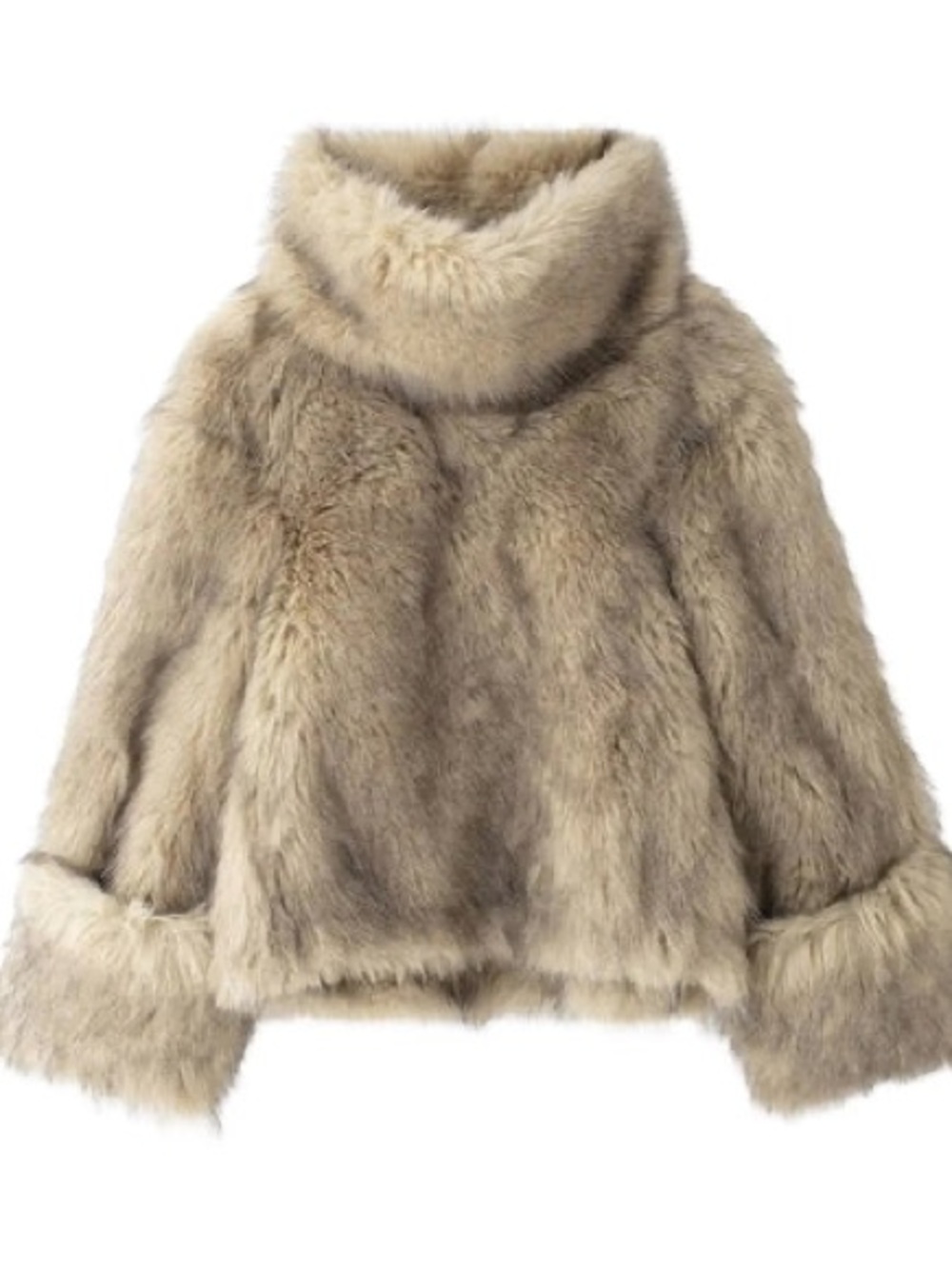 Brown Faux Fur High Neck Sweater